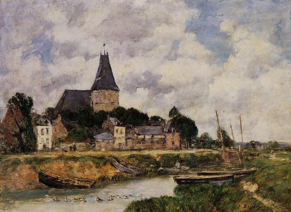 Quittebeuf de Eugène Louis Boudin, pintado a mano al óleo sobre lienzo