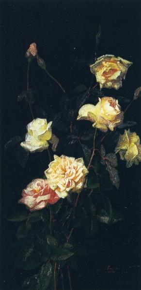 Roses by George Cochran Lambdin, painted by hand in oil on linen