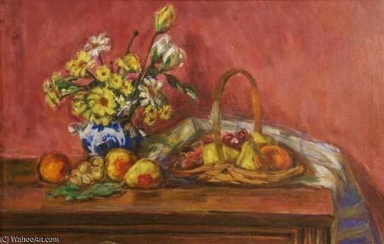 Fruit And Flowers by Louis Ritman, painted by hand in oil on linen