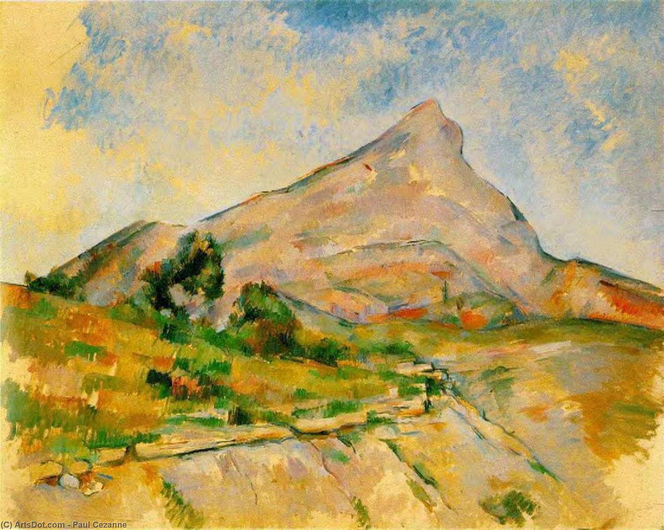 Mont Sainte-Victoire (Hermitage) by Paul Cézanne, painted by hand in oil on linen