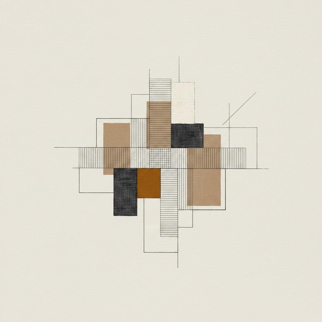 Fragmented Architectures In Ochre And Charcoal: A Singular Study Of Geometric Serenity — Laurent Vionnet