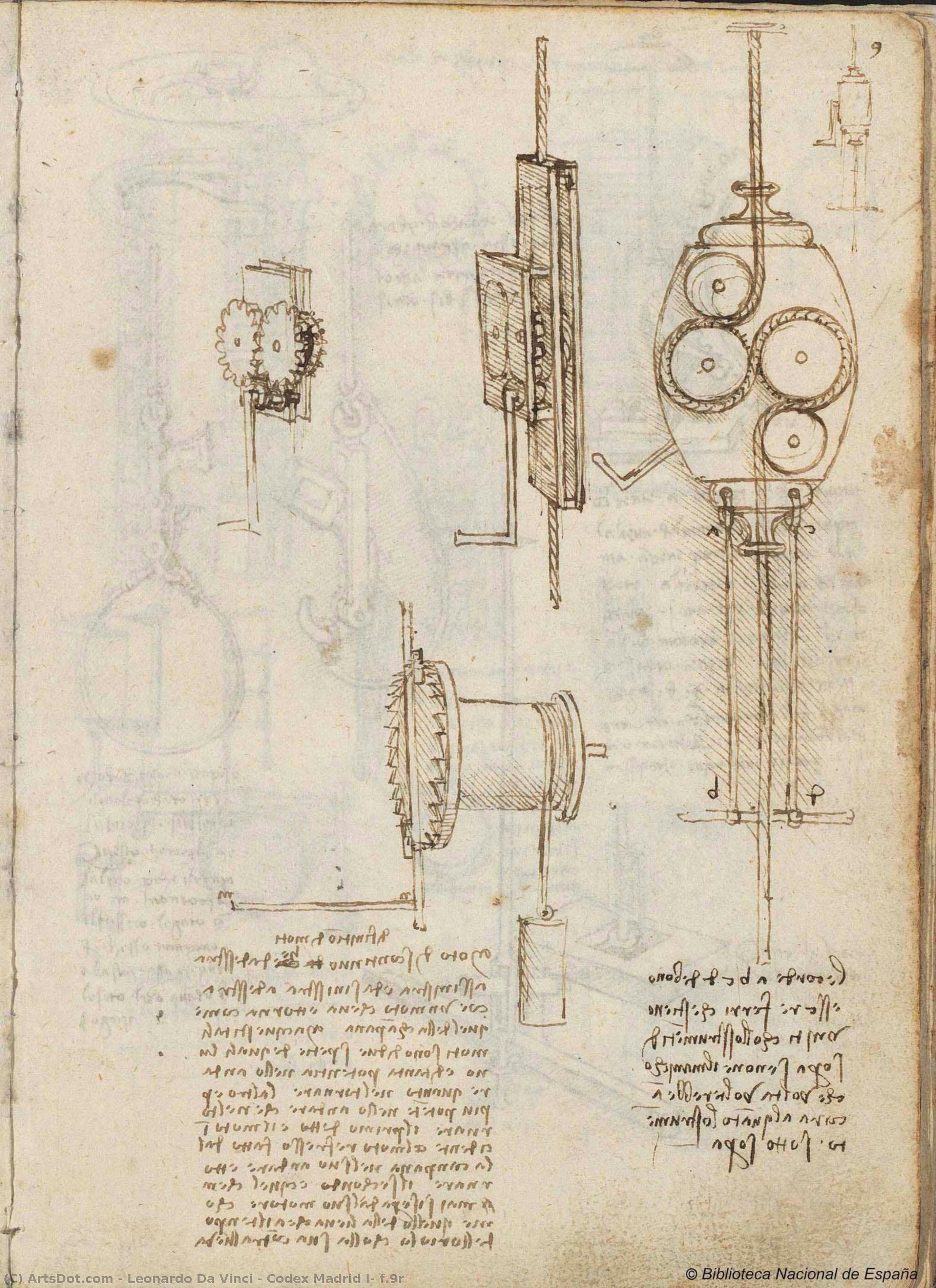 Codex Madrid I, F.9r — Leonardo Da Vinci
