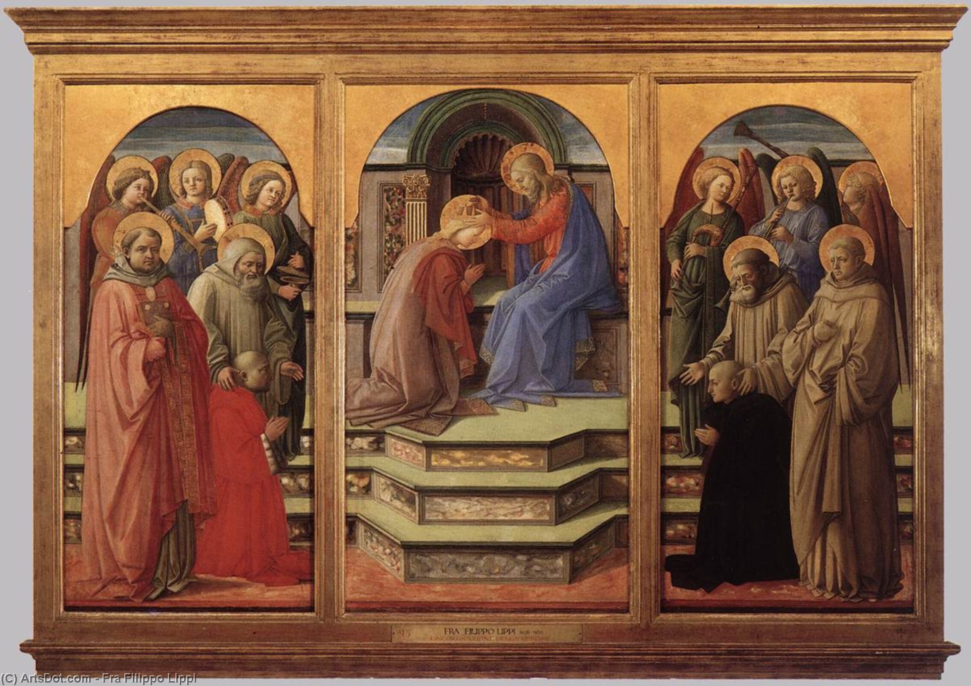Coronatione della Vergine by Filippo Lippi, painted by hand in oil on linen