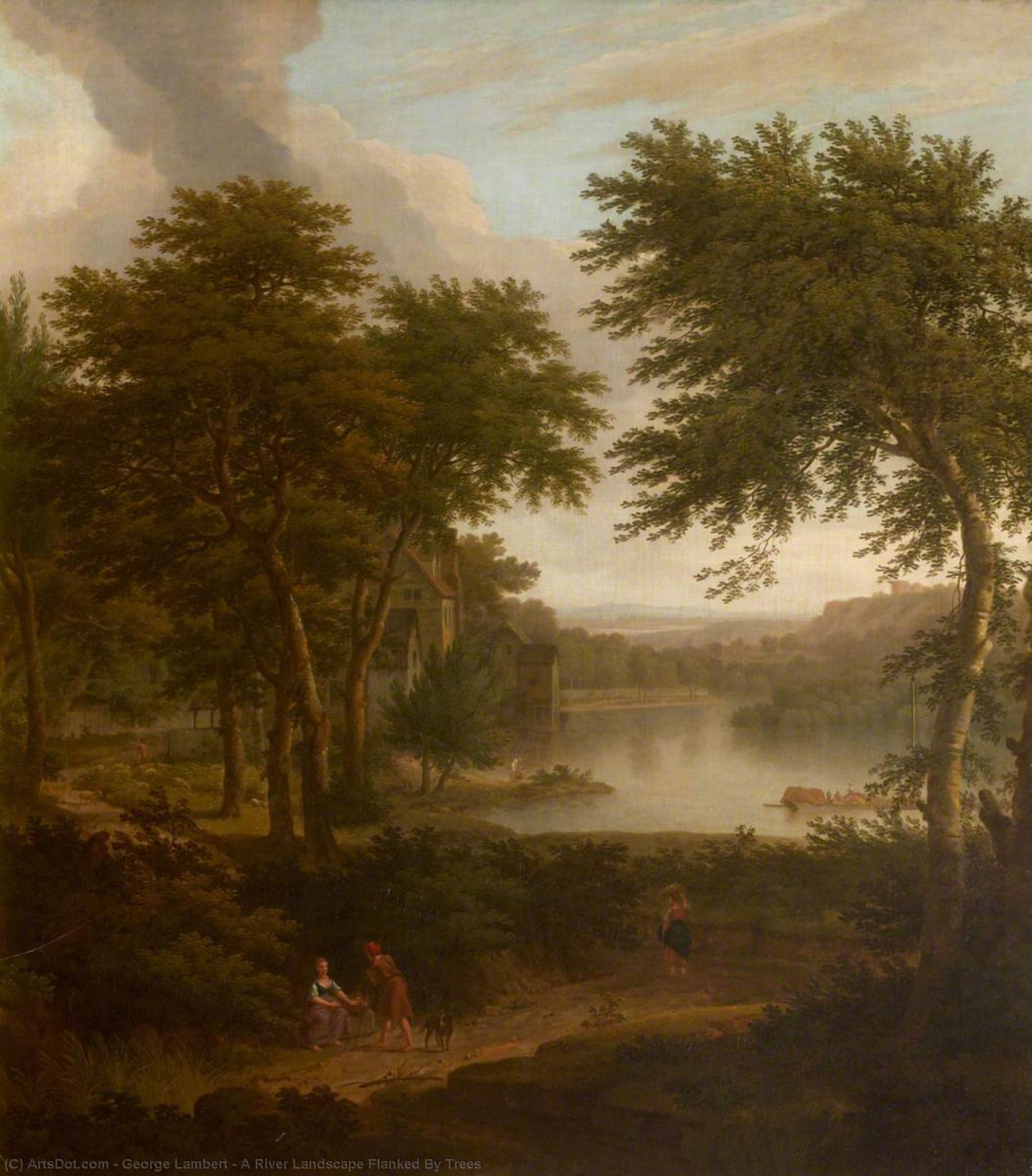 A River Landscape Flanked By Trees — George Washington Lambert