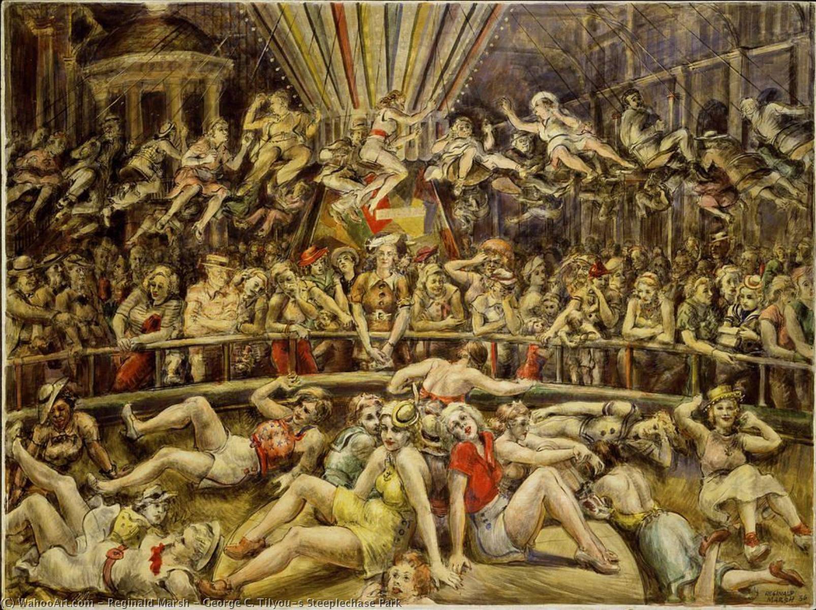 George C. Tilyou's Steeplechase Park od Reginald Marsh, ručně malováno olejem na plátně