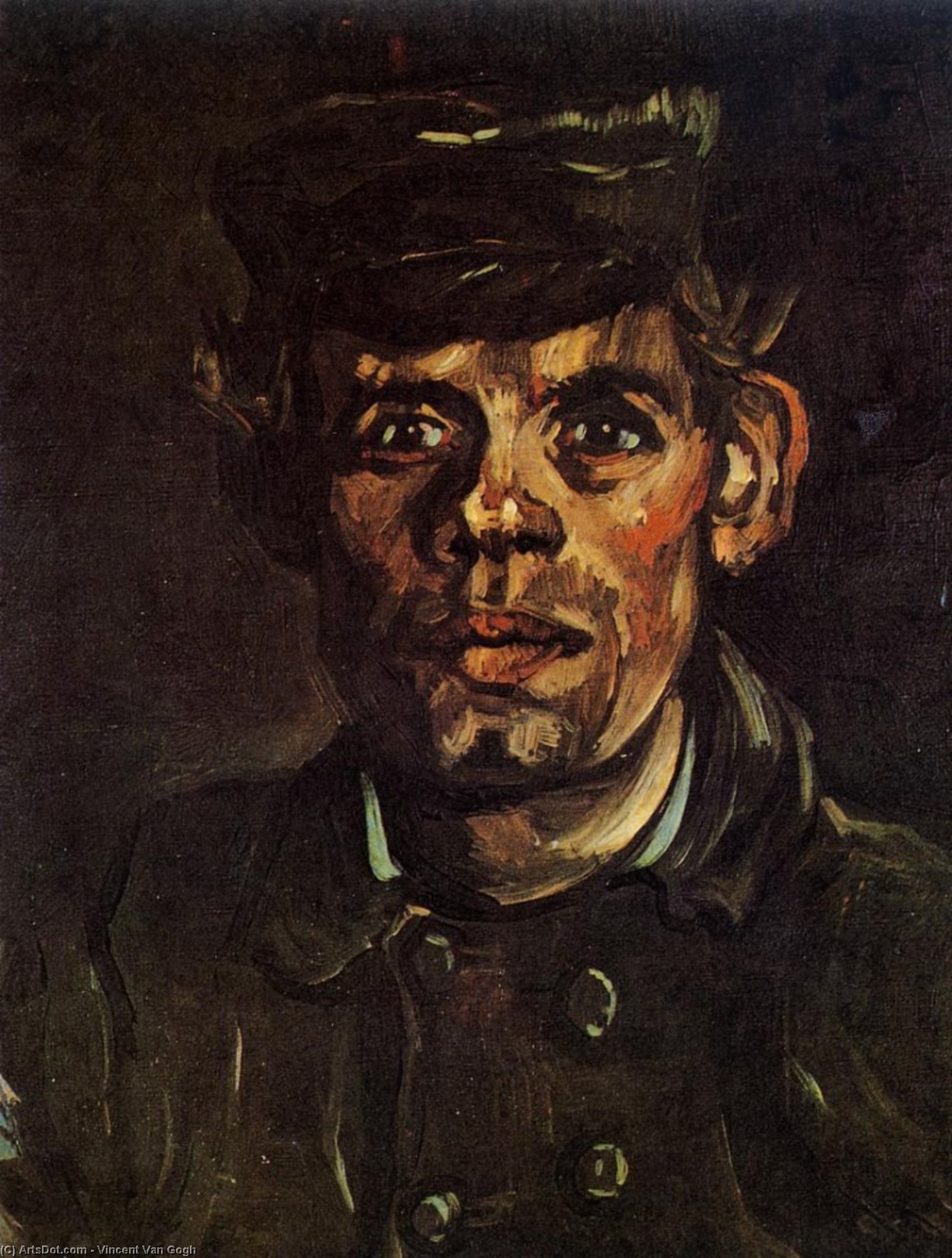 Head Of A Young Peasant In A Peaked Cap — Vincent Van Gogh