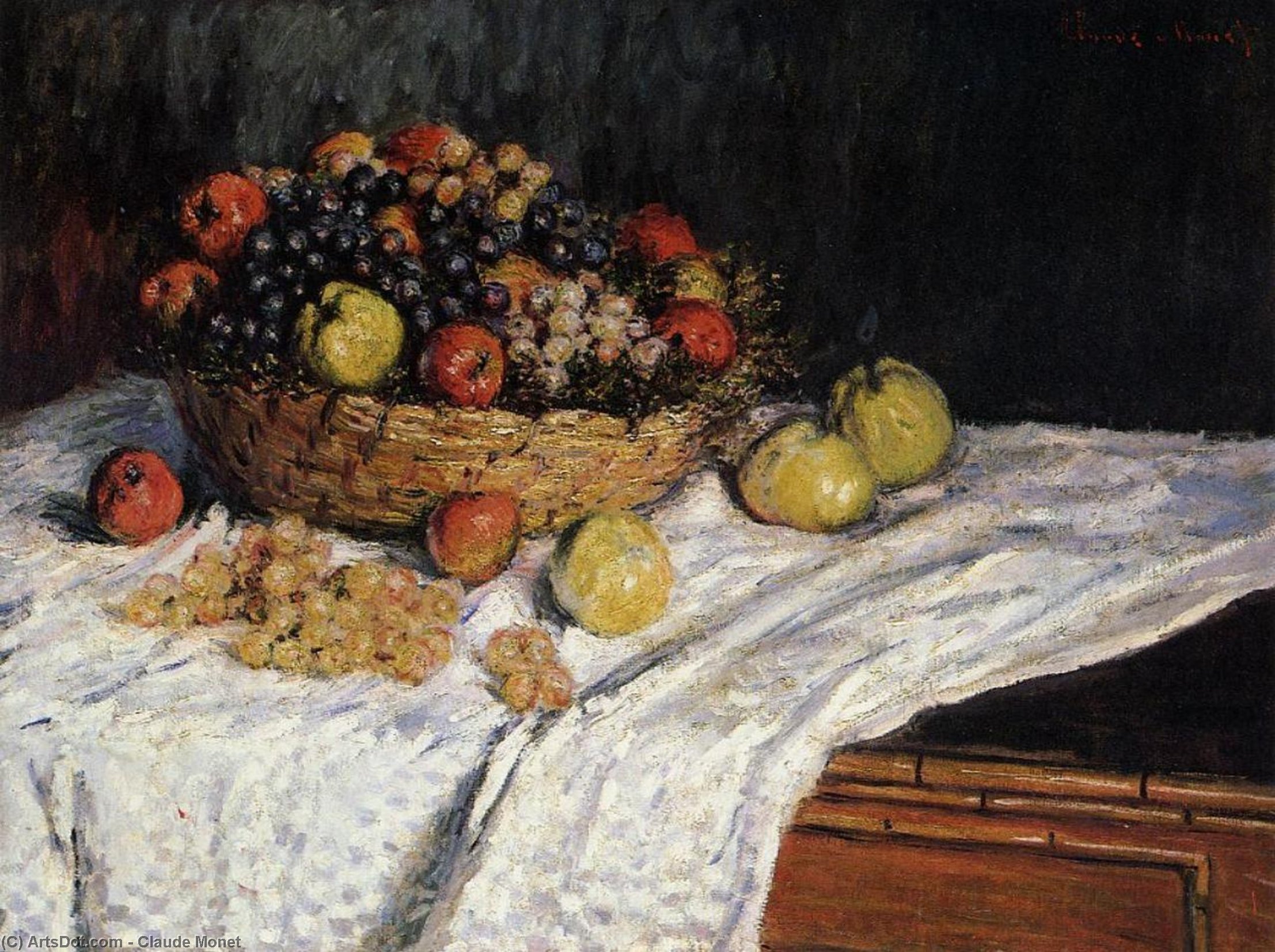 Fruktkurv Med Epler Og Druer — Claude Monet