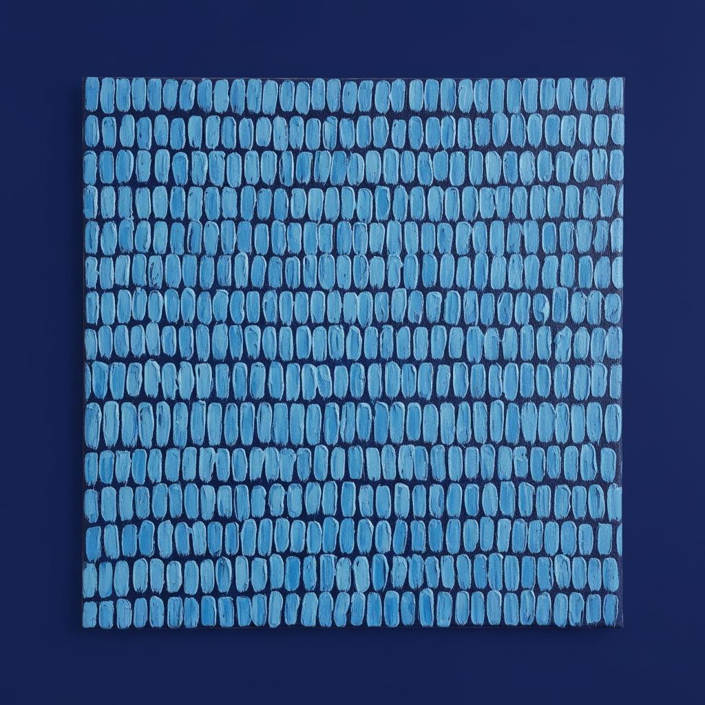 Rhythmic Midnight Blue: A Singular Study In Frozen Cerulean Impasto Textures — Laurent Vionnet