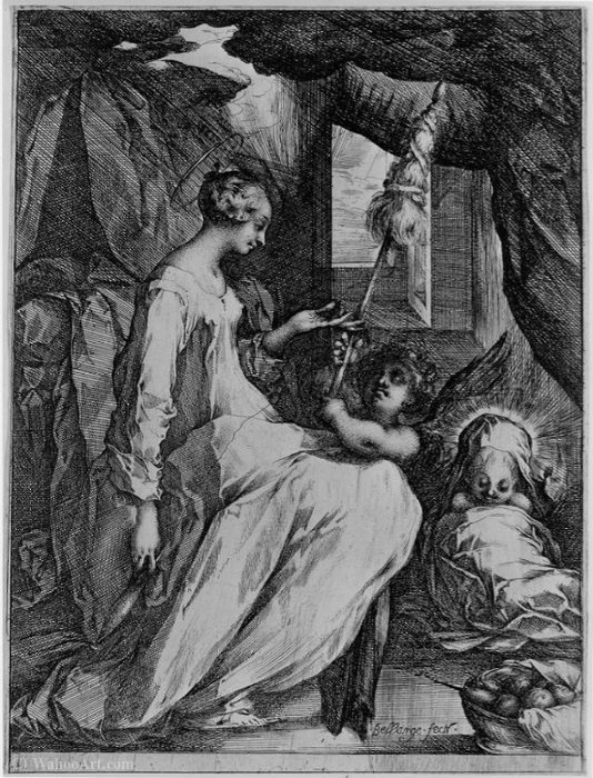 The Virgin with a Spindle by Jacques Bellange, painted by hand in oil on linen