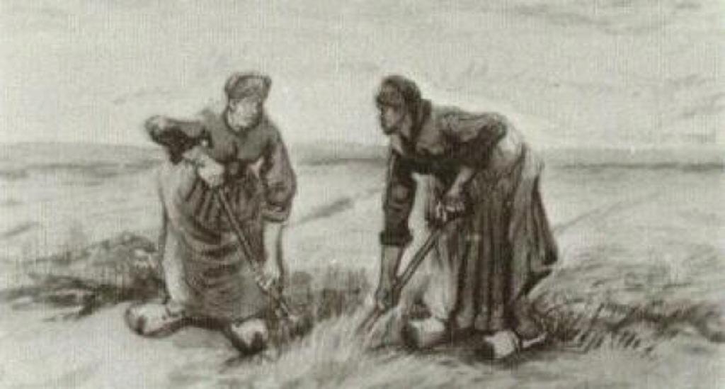 Two Women Talking To Each Other While Digging — Vincent Willem Van Gogh