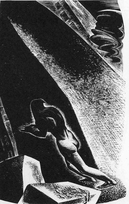 Song Without Words, Plate 12 od Lynd Ward, ručně malováno olejem na plátně