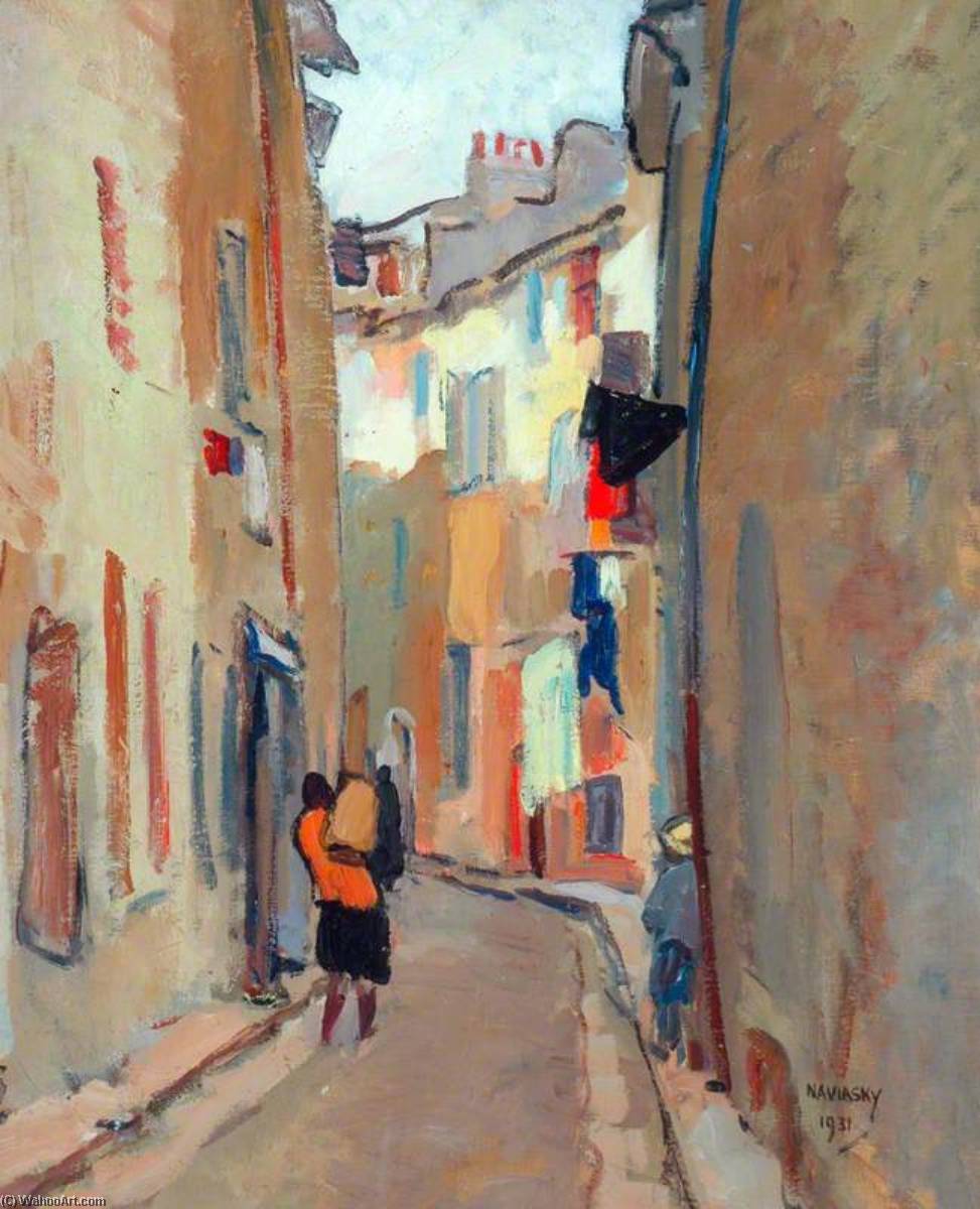 Street Scene by Philip Naviasky, painted by hand in oil on linen