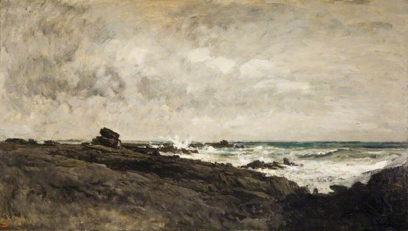 Seascape by Charles-François Daubigny, painted by hand in oil on linen
