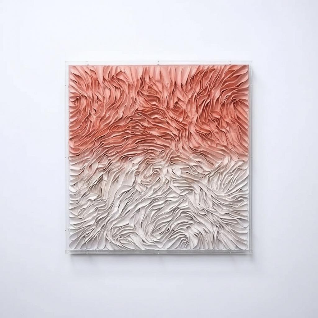 Elegant Orange Leather Sculpted Wall Art - 80cm X 90cm Framed Decorative Canvas Painting