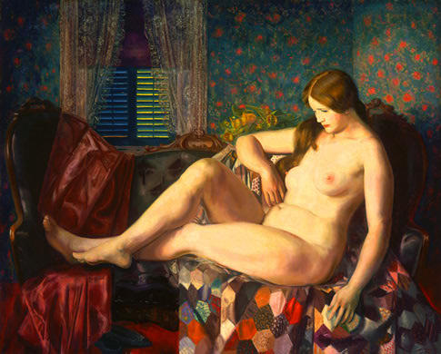 Desnudo Con Colcha Hexagonal — George Wesley Bellows