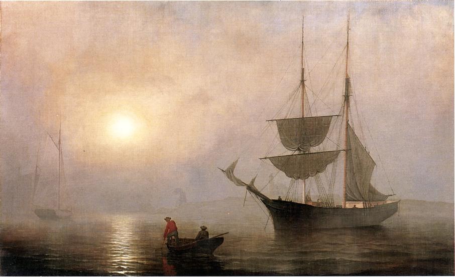 Ship In A Fog, Gloucester Harbor — Fitz Henry Lane
