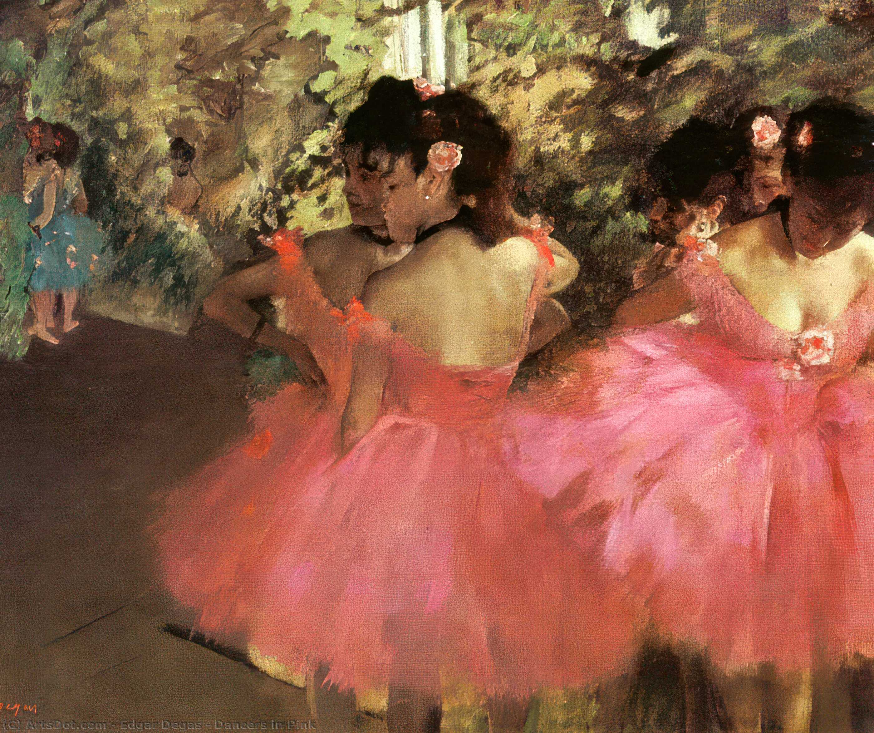Dançarinas em Rosa de Hilaire-Germain-Edgar Degas, pintado à mão em óleo sobre linho