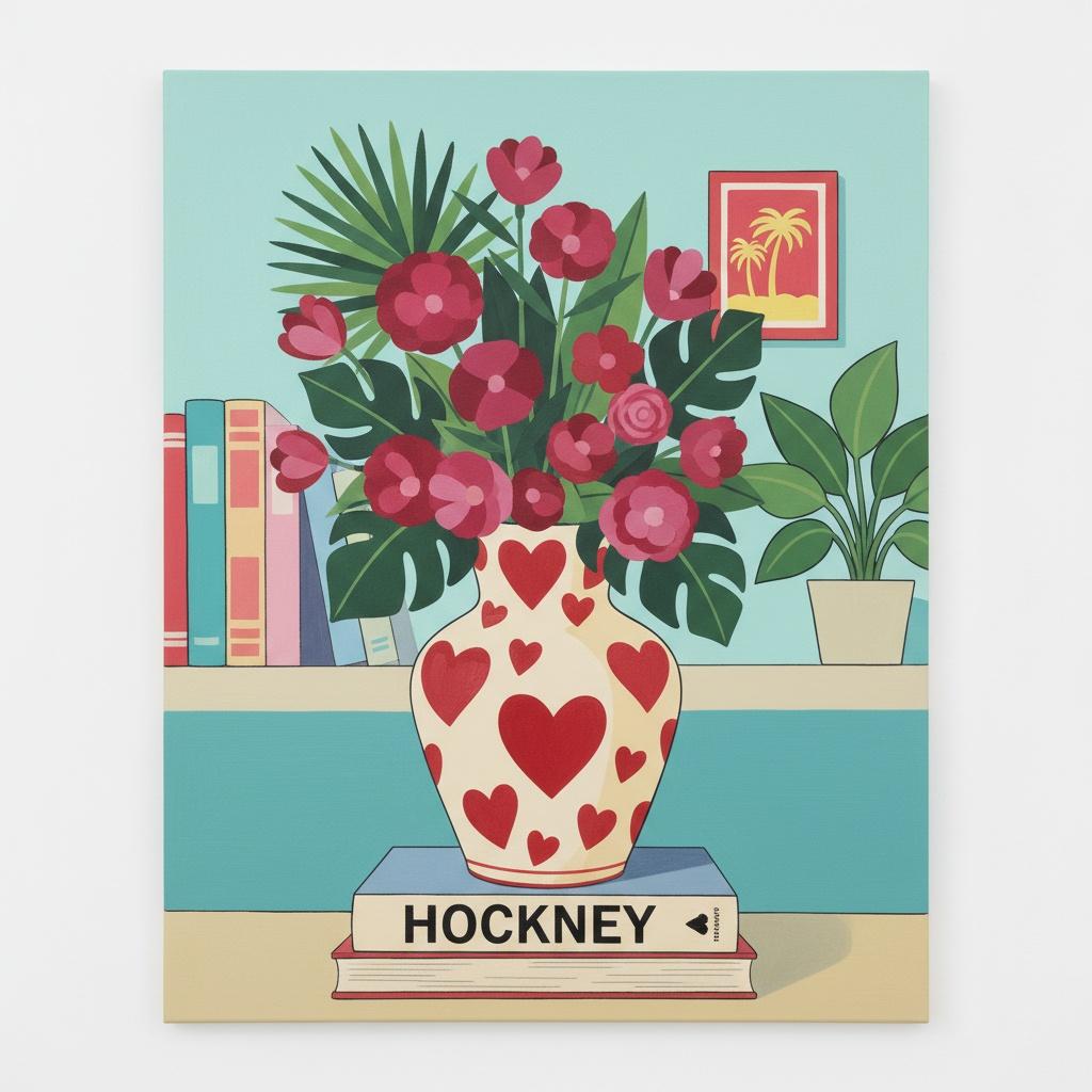 Crimson Heart Flora: A Monumental Study In Symmetrical Serenity And Vibrant Stillness — Marion Delorme