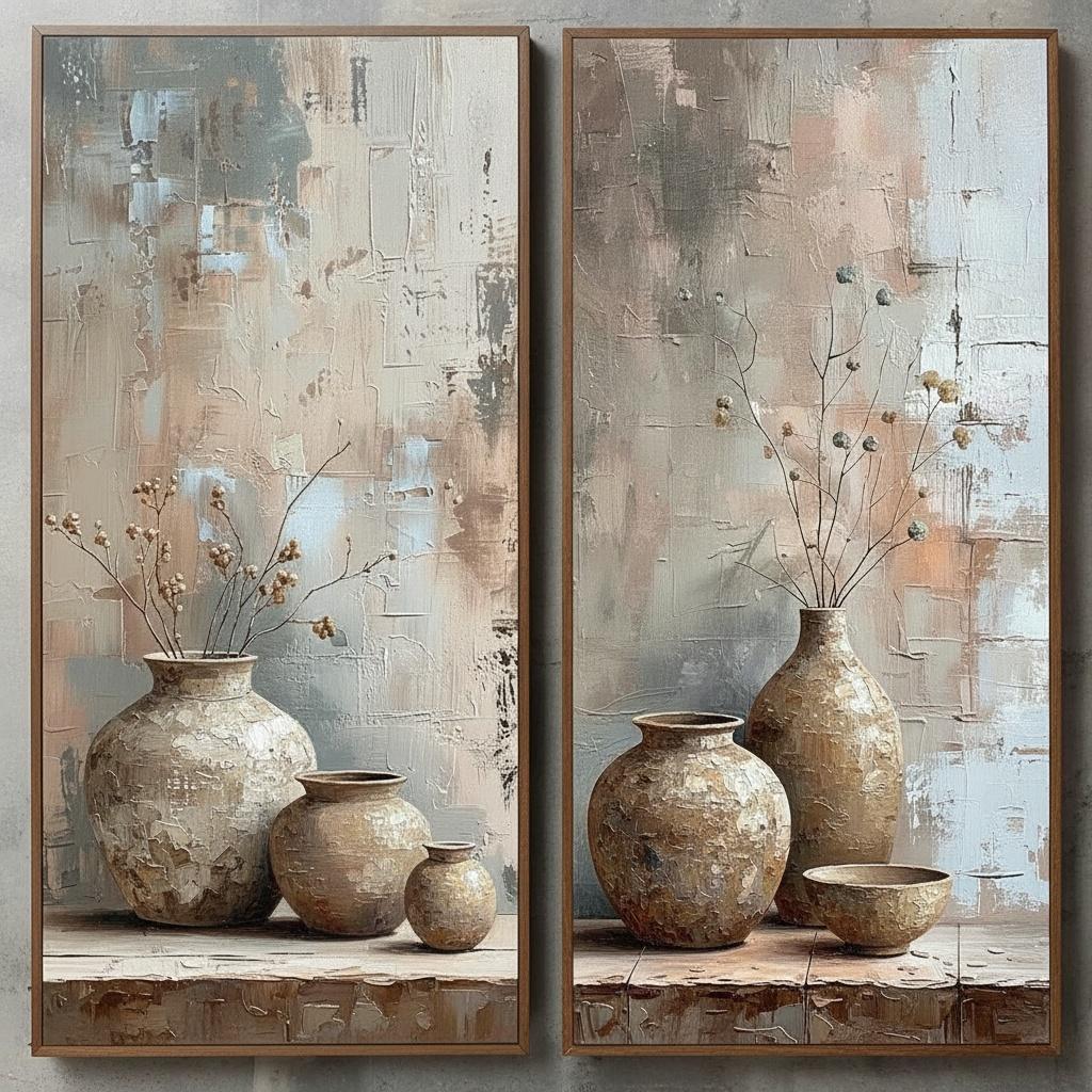 Dried Botanicals Amidst Layered Earth Tones And Ceramic Forms — Laurent Roche