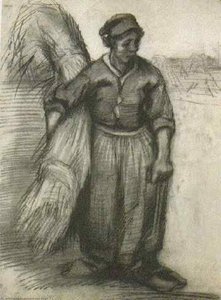 Peasant Woman, Carrying A Sheaf Of Grain — Vincent Willem Van Gogh, Post-impressionism