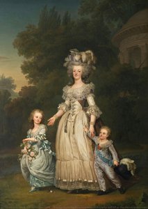 Title In Swedish: Drottning Marie Antoinette Av Frankrike Med Två Av Sina Barn Promenerande I Trianons Park — Adolf Ulrik Wertmüller
