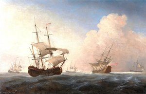 English Warships Heeling In The Breeze Offshore — Willem Van De Velde Mlađi