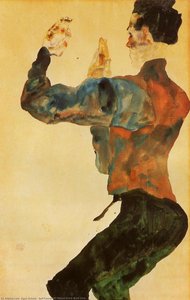 Autorretrato Con El Brazo Levantado Hacia Atrás — Egon Schiele
