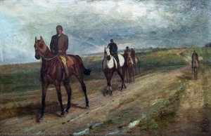 Horses Returning From Exercise, Newmarket Heath, Suffolk — Arthur Louis Townsend, Impressionism