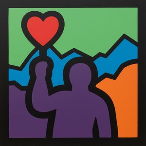Eternal Ascent: A Monumental Silhouette Of Heart And Horizon In Vibrant Geometry — Caroline Pelletier