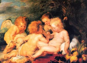 Christ Et Saint Jean Avec Les Anges — Pierre Paul Rubens