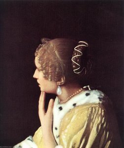 Lady With Her Maidservant Holding A Letter (detail) — Johannes Vermeer