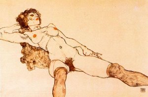 Reclining Female Nude With Legs Spread Apart — Egon Schiele