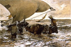 The Return From Fishing: Hauling The Boat (study) — Joaquín Sorolla Y Bastida