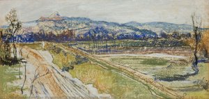 A View Of Kościuszko Mound From A Window. A Gloomy Day — Stanislaw Wyspianski