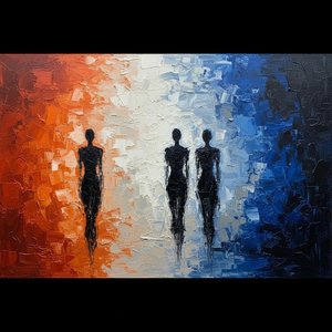 Ethereal Shadows In Tripartite Motion: A Monumental Study Of Light And Texture — Christian Noiret