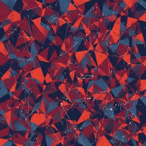 Fragmented Crimson Echoes within a Crystalline Mosaic of Midnight Blue and Silver Filaments