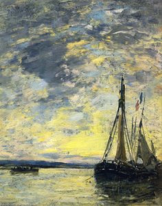 Sailboats At The Quay — Eugène Louis Boudin, Impressionism