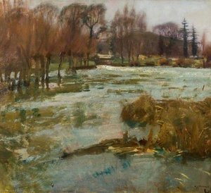 A View Of Boxted Mill, Acrylic On Canvas, Impressionism