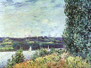 Banks Of The Seine, Wind Blowing — Alfred Sisley, Impressionist Landscape Painting
