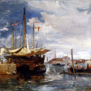 San Giorgio Maggiore From The Lagoon Venice — James Holland, Impressionism
