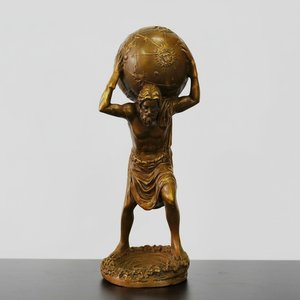 Atlas Supporting the World Globe Bronze Sculpture