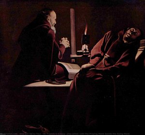 St. Francis In Extasy, Also Called The Praying Monk Beside The Dying Monk — Georges De La Tour