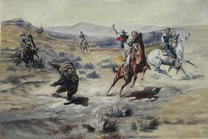 Roping A Grizzly - Charles Marion Russell — Charles Marion Russell