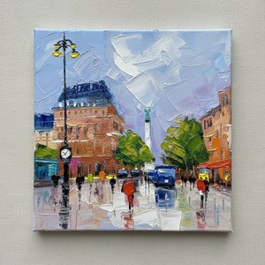 Ephemeral Reflections In Ochre And Azure: A Meditative Urban Impressionist Masterpiece — Adrien Cordier