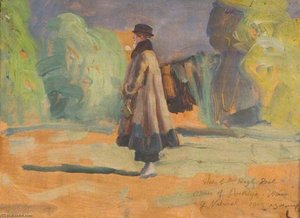 Studie Von Mrs Hugh Peel, Besitzerin Von 'poethlyn', Siegerin Des Grand National, 1919 — Sir Alfred James Munnings