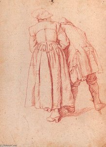 A Woman Standing Supporting A Man On Her Right — Jan Josef Horemans The Elder