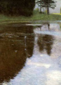 Stiller Weiher Im Schlosspark Von Kammer, Acrylic On Canvas, Art Nouveau