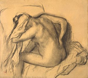 Po Kąpieli, Kobieta Susząca Włosy — Hilaire-germain-edgar Degas