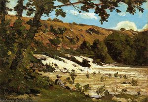 Boy Seated By A River — Henri-joseph Harpignies