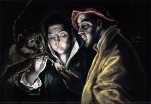 Allegory, Boy Lighting Candle In The Company Of An Ape And A Fool - Fábula — El Greco